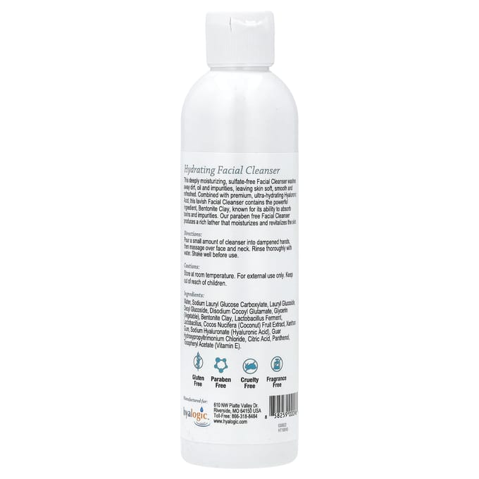 Hyalogic, nettoyant visage à l'acide hyaluronique et à l'argile bentonite, 237 ml (237ml) white