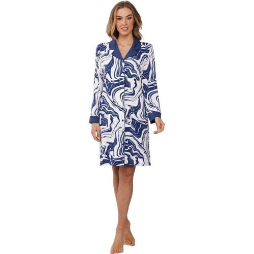 Dames Nachthemd Pastunette Premium - Marble - Doorknoop - Viscose - Maat 36