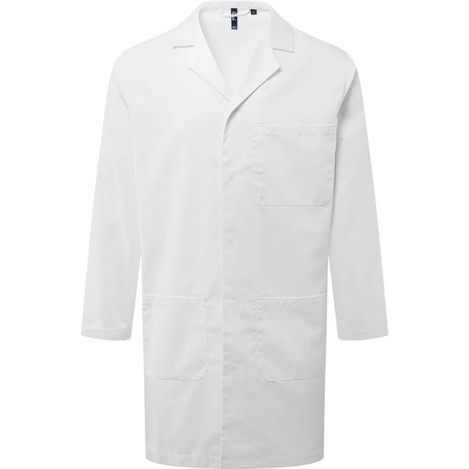 Premier Mannen Essentiële 3 Pocket Werkjas (Wit)