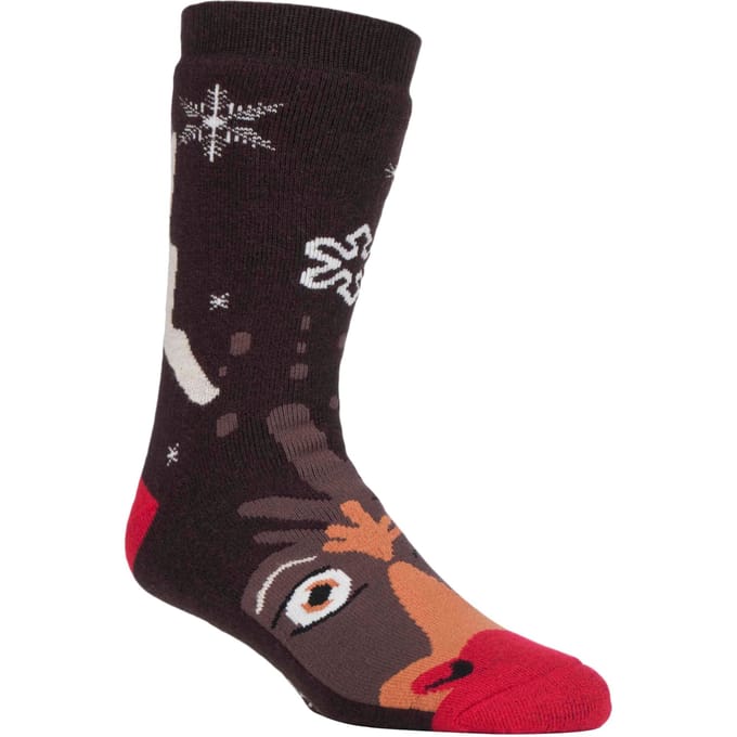 Dames kerst antislip thermo pantoffelsokken - Rudolph
