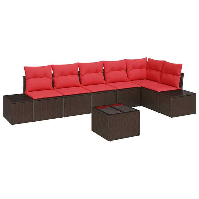 vidaXL Tuin Sofa Set 7 st Bruin poly rattan