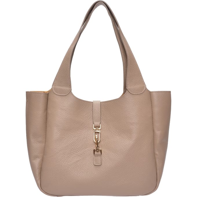 Roberta M Beige Rundleer Tas