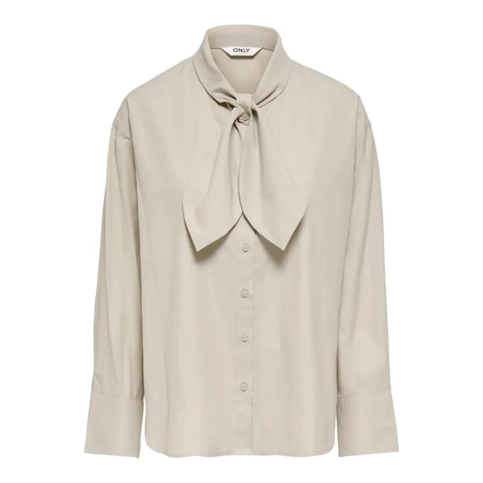 Only beige dames blouse   Shawlkraag   Regular fit   Knoopsluiting   Duurzaam   Lange mouw Beige S