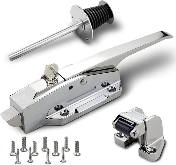 Radiale Klink Deurklink - Deurvergrendeling Kit - Commerciële Beveiliging - Verstelbare Offset - 4-6 Inch Deur - Zilver