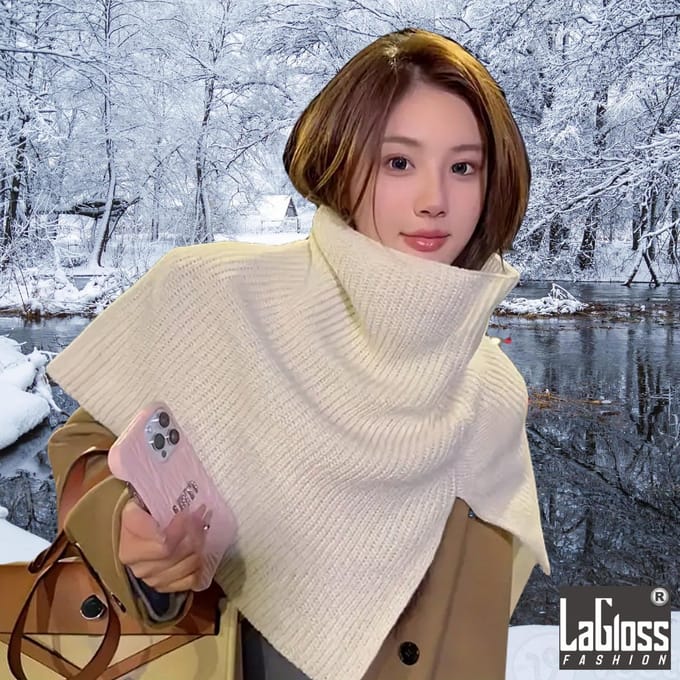 LaGloss® Schouder Overlay Sjaal Wit - Warme Winter Kraag - Elegant Gebreid Cape OneSize %%