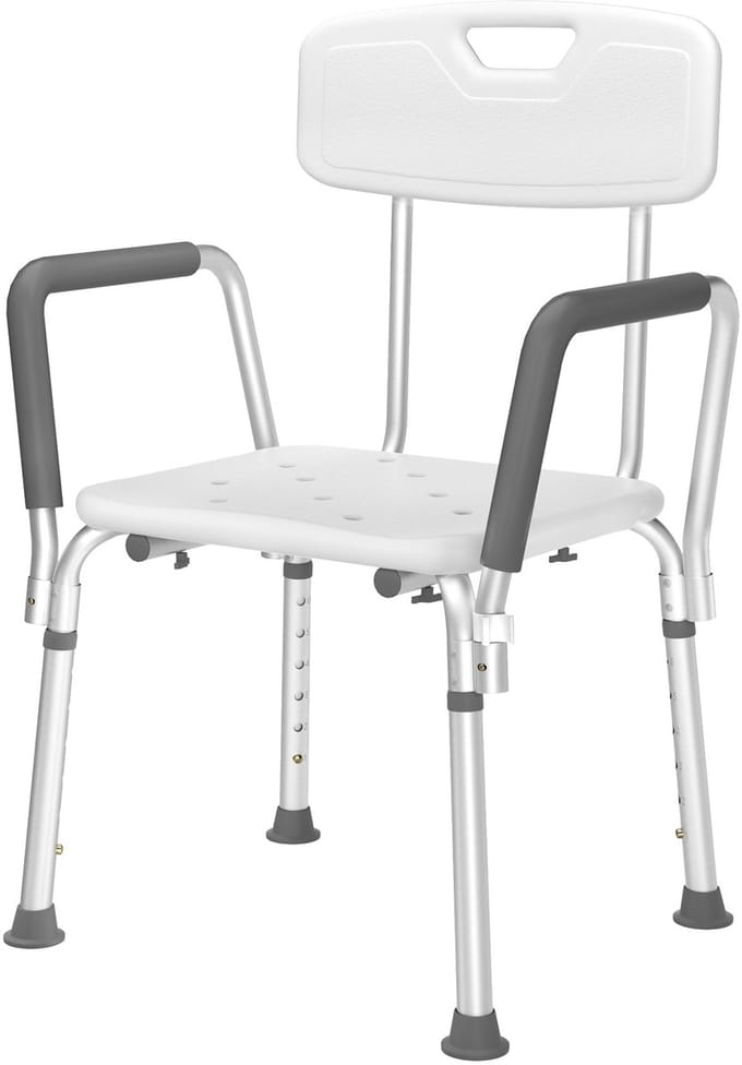 ACXIN Douchekruk Verstelbaar – met armleuningen en rugleuning – wit – 38‑51 cm