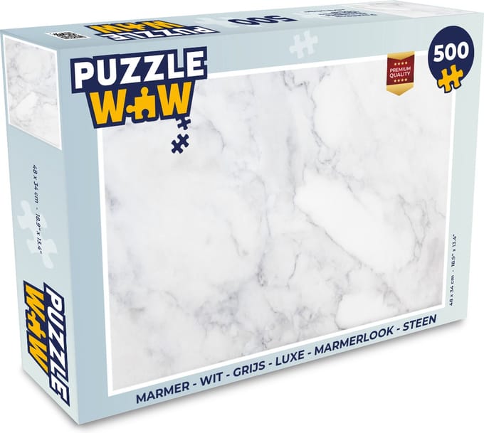 Puzzel Marmer - Wit - Grijs - Luxe - Marmerlook - Steen - Legpuzzel - Puzzel 500 stukjes