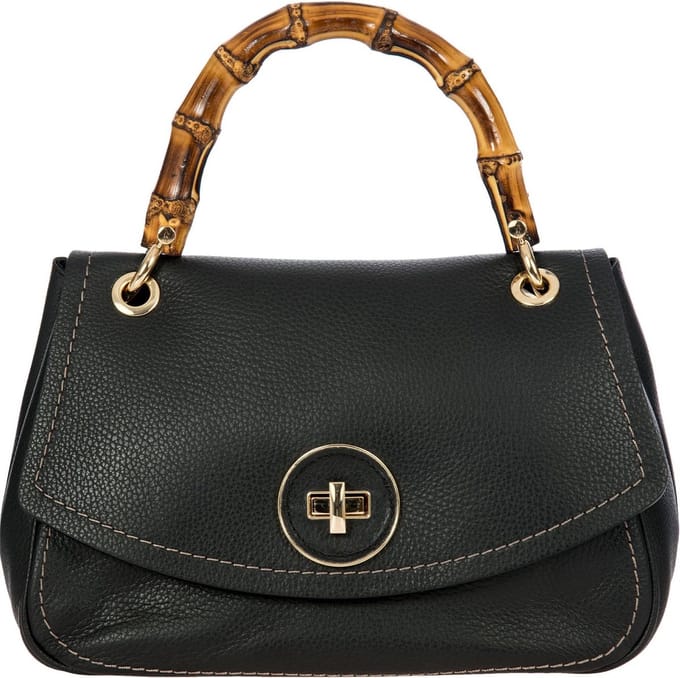 BRIC'S Leren Handtas Schoudertas Gondola Girasole loop Handbag Black Zwart
