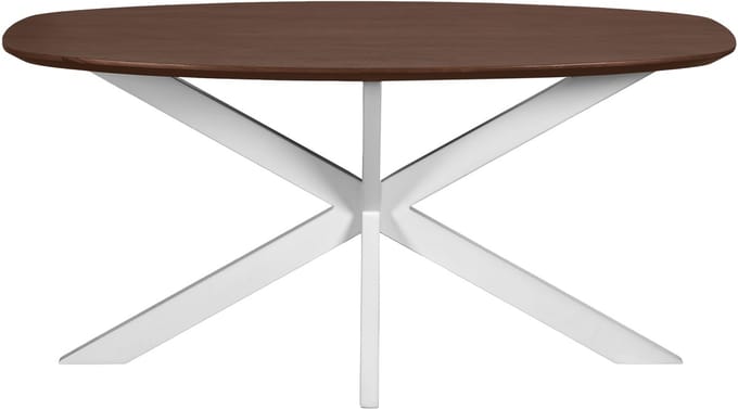 QUVIO Eettafel Sofia - Deens ovaal - 160x90 cm - Witte kruispoot - FSC® gecertificeerd mangohout - Bruin