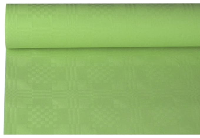 12x Tafelkleed papier met damastprint 8 m x 12 m olijf