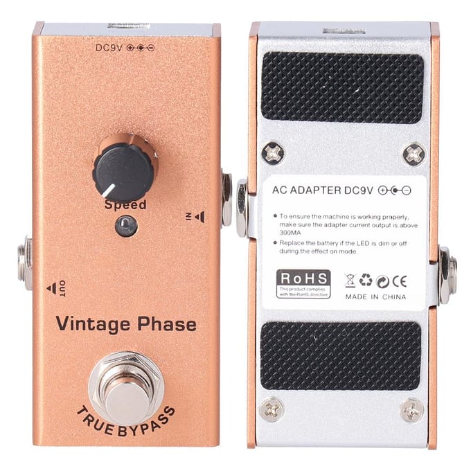 Pédale d'effet pour guitare électrique Vintage Phase Single Mini Phaser DC 9V JDF?6 Accessoires de Guitare brown