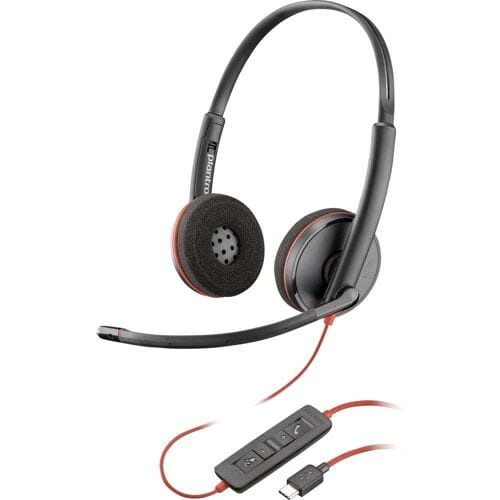 HP Poly Blackwire C3220 On Ear headset Kabel Stereo Zwart Headset, Microfoon uitschakelbaar (mute), Volumeregeling Computer