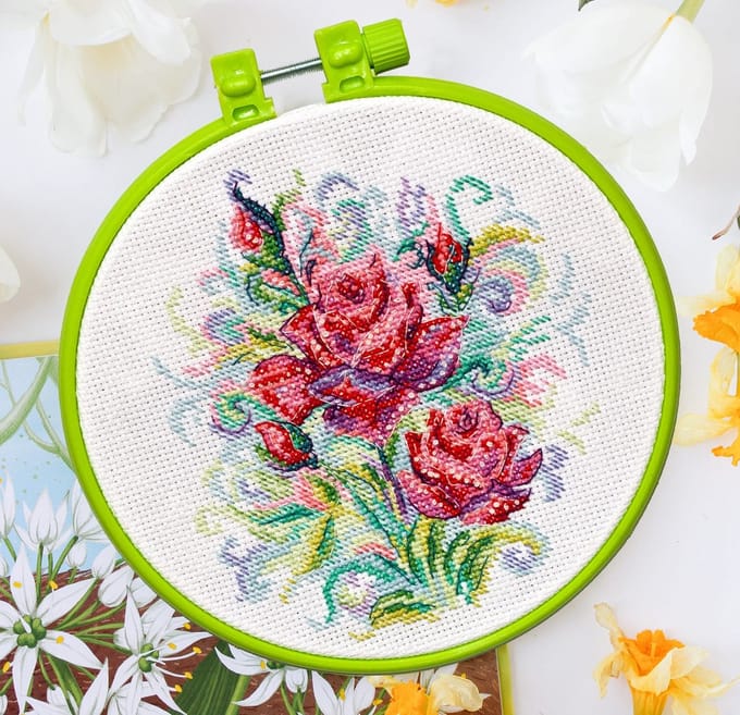 Borduurpakket ABRIS ART - Spring Roses - Lente Rozen (inclusief borduurring)