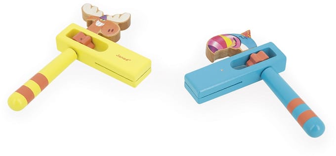 Janod speelgoed ratelaar Applepop - Eland en Toekan display.