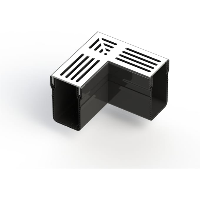 Drain 65/100 hoekstuk met grijs aluminium rooster