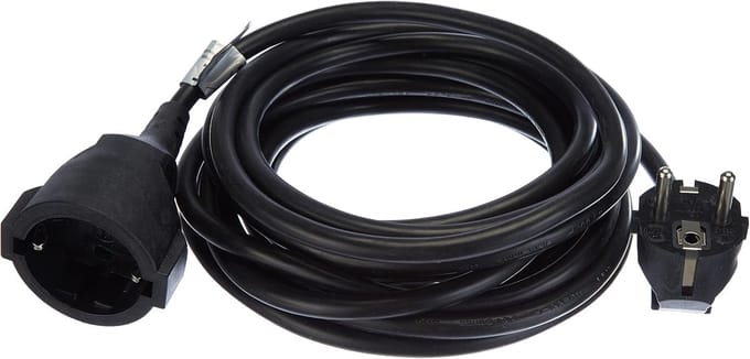 Zwarte Verlengkabel 5 Meter H05VV-F 3680 Watt Stroomkabel