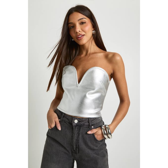 boohoo Dames Bandagendraad Detail Boven | Zilver | Maat: 36