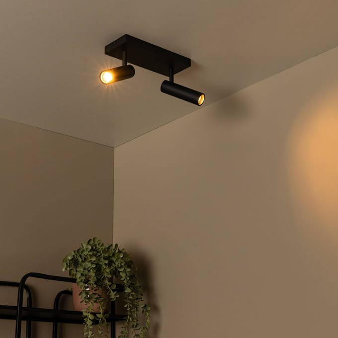 Lucide GRADO - Plafondspot (Plafondlamp) - 2xGU10 (MR11) - Zwart