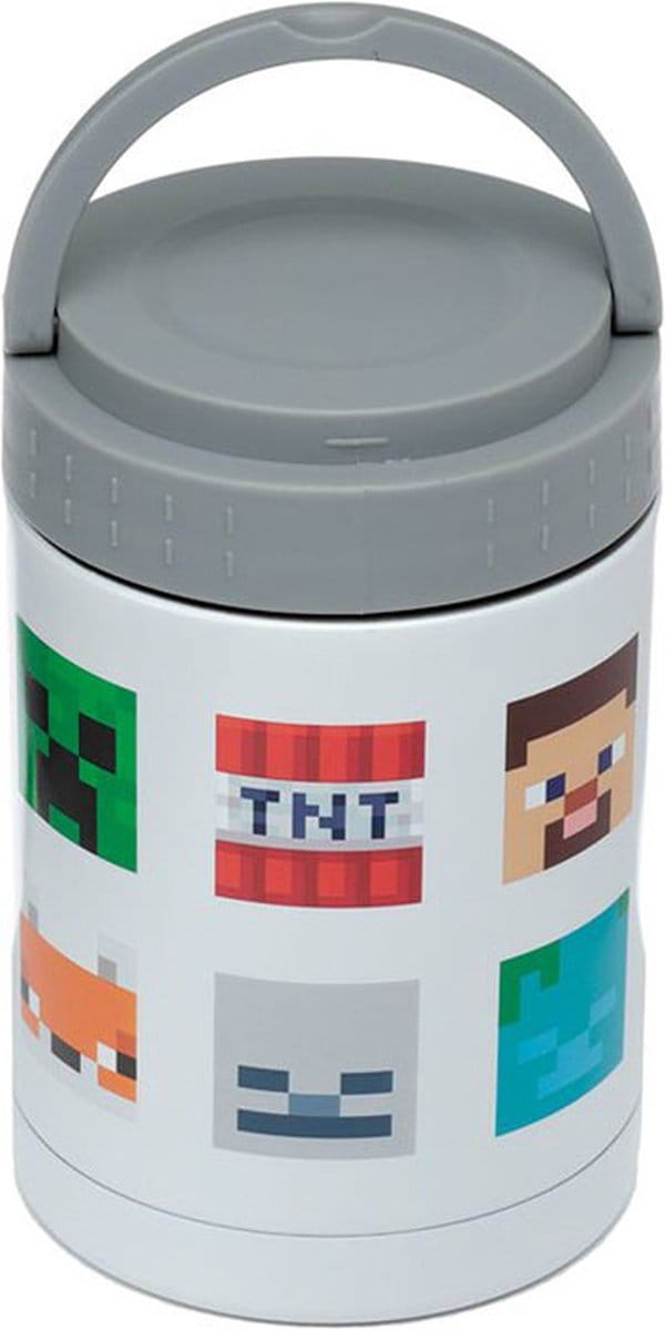 Minecraft Gezichten - Duurzame RVS Thermos Lunch Heet & Koud Lunchpot 500 ml
