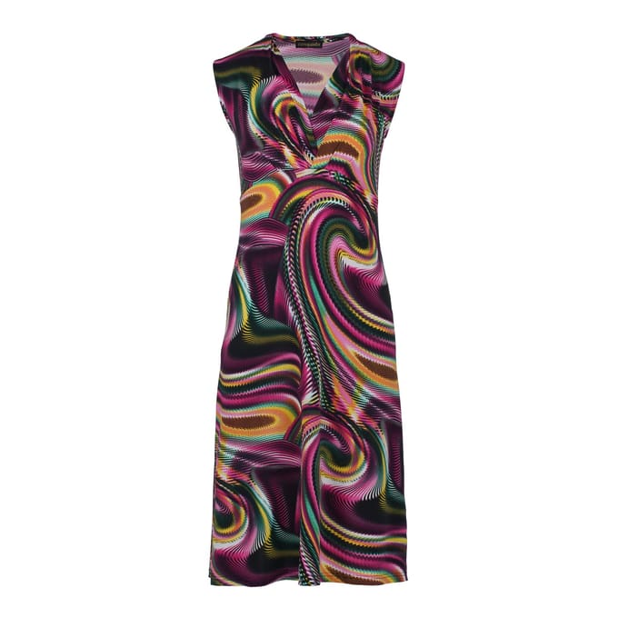 Mouwloze Empire Line-jurk in moerbei print