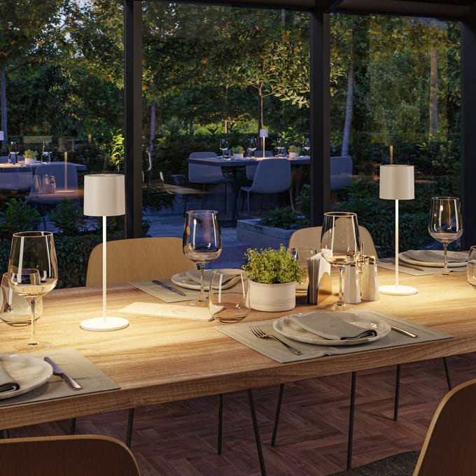 Paulmann LED tafellamp Tuni, wit, kunststof, IP44