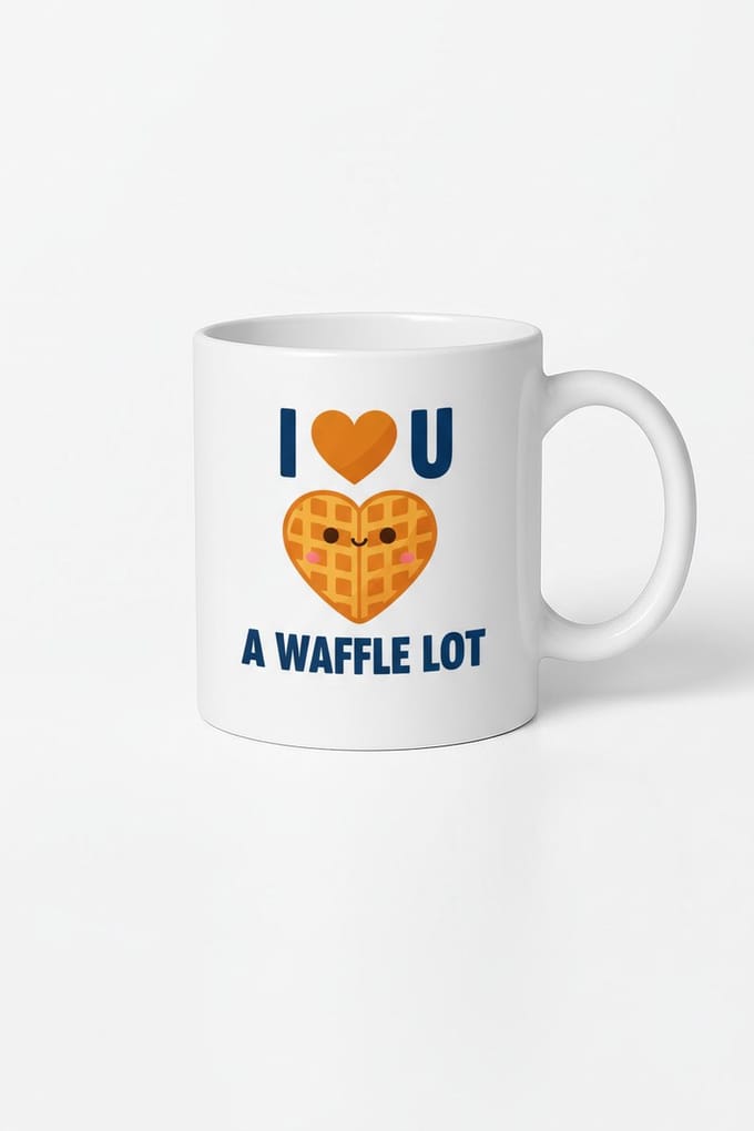 Mok 'I  U A WAFFLE LOT' | Grappige Liefdes Wafel Beker | Valentijn Cadeau
