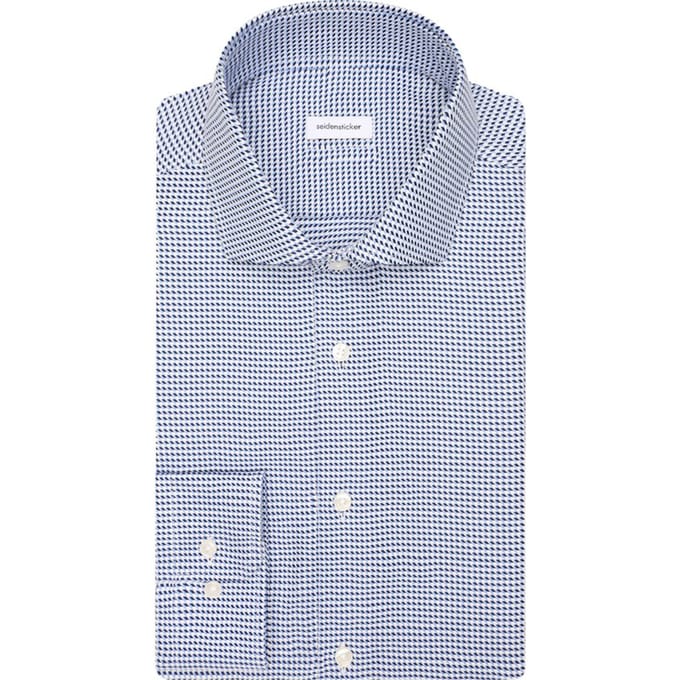 Seidensticker Slim Fit Overhemd Pepita Kentkraag – maat 43 – mid blue