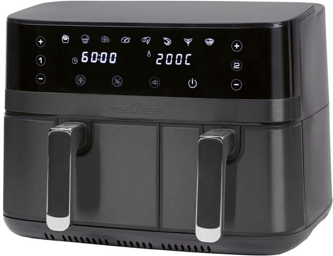 ProfiCook FR 1295 H -Dubbele Heteluchtfriteuse - 9 Liter (1x5.5L +1x 3.5L)