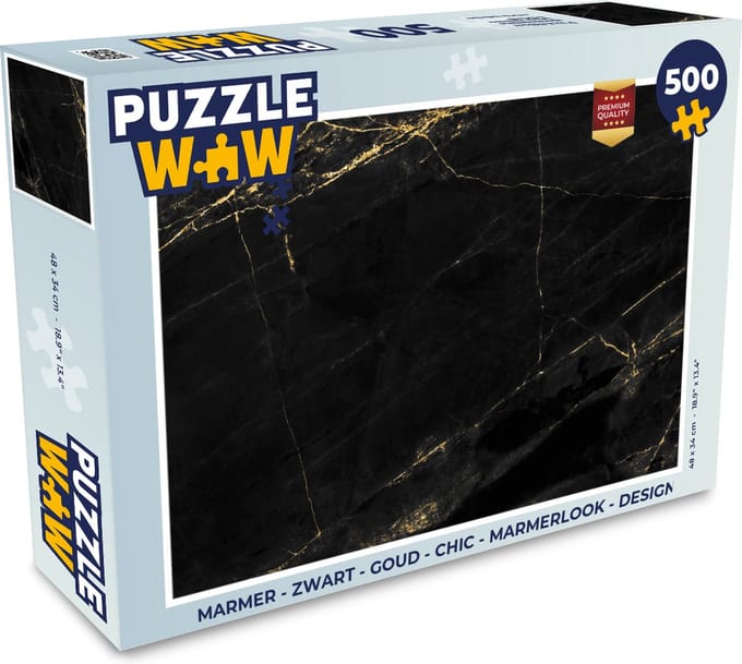 Puzzel Marmer look - Luxe - Zwart - Goud - Legpuzzel - Puzzel 500 stukjes