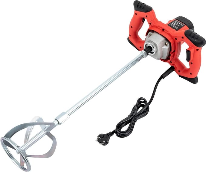 Elektrische Roerder - Mortelmixer Gips - Materialen Mengen - 6 Versnellingen - 1500 Watt - Rood