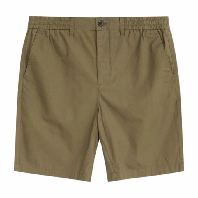 Korte broek KnowledgeCotton Apparel Men Fig Loose Poplin Elastic Waist String Burned Olive-M