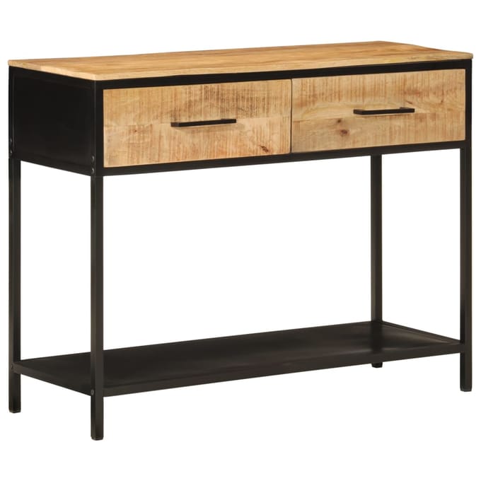 vidaXL - Wandtafel - 100x35x76 - cm - massief - mangohout - en - ijzer