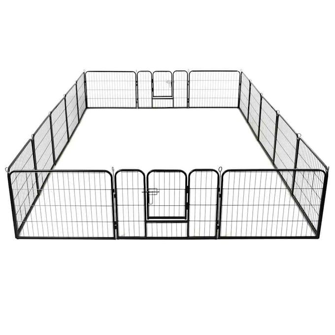 vidaXL - Hondenren - met - 16 - panelen - 60x80 - cm - staal - zwart