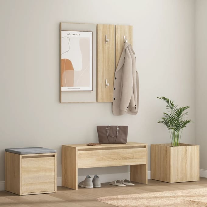 vidaXL - Garderobe - set - bewerkt - hout - sonoma - eikenkleurig