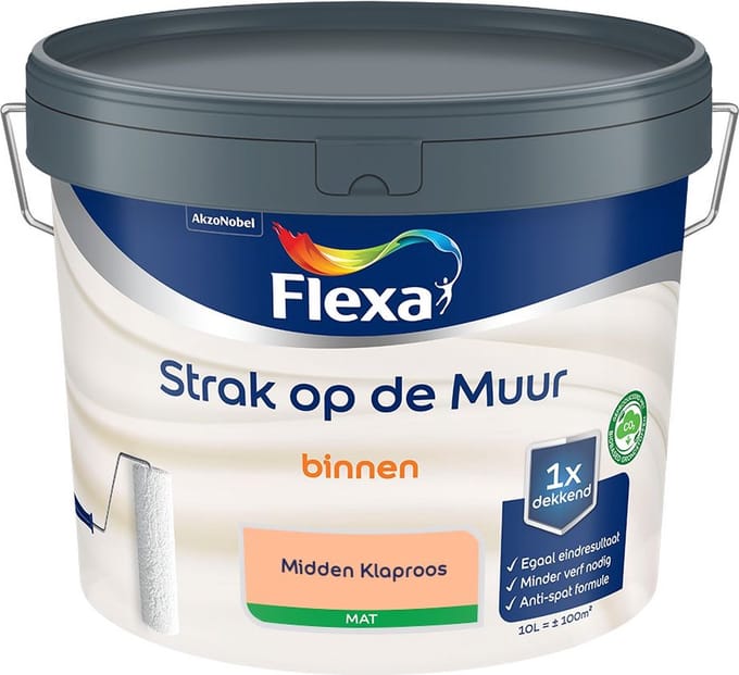 Flexa - Strak Op De Muur Binnen Mat - Midden Klaproos - Mengverf - 10 L