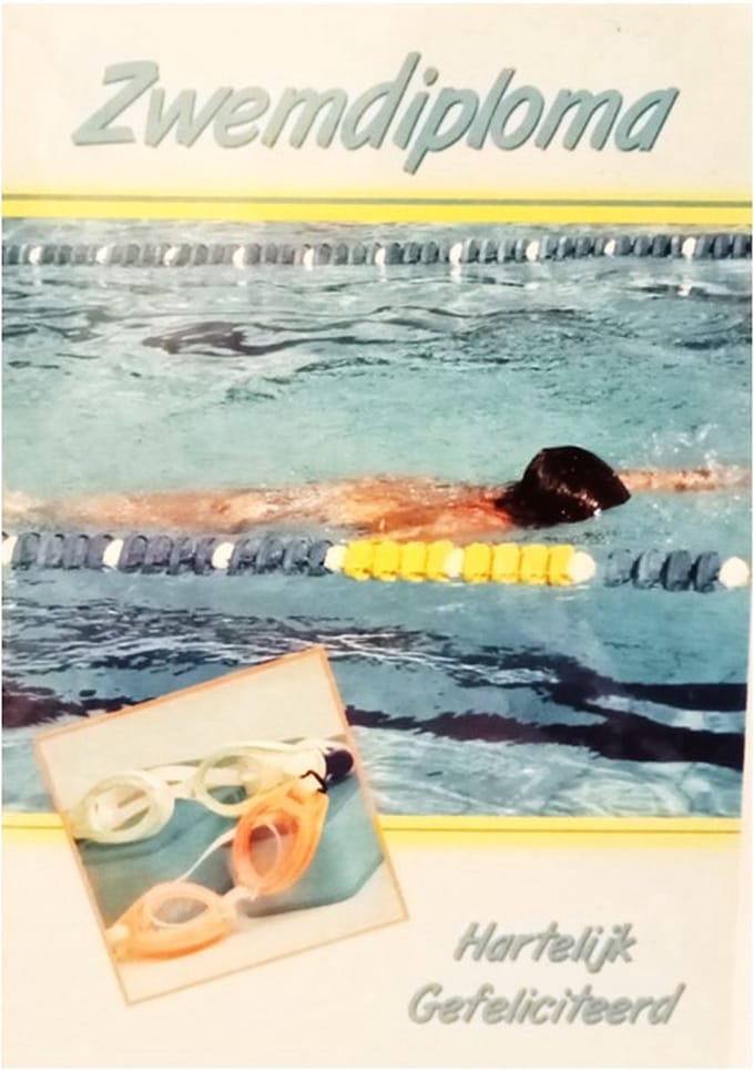 Hartelijk gefeliciteerd met je zwemdiploma - snorkelen met envelop.