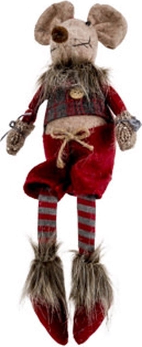 Cosy @ Home Figuur Mouse Boy Bordeaux 16x10xh45cm Te