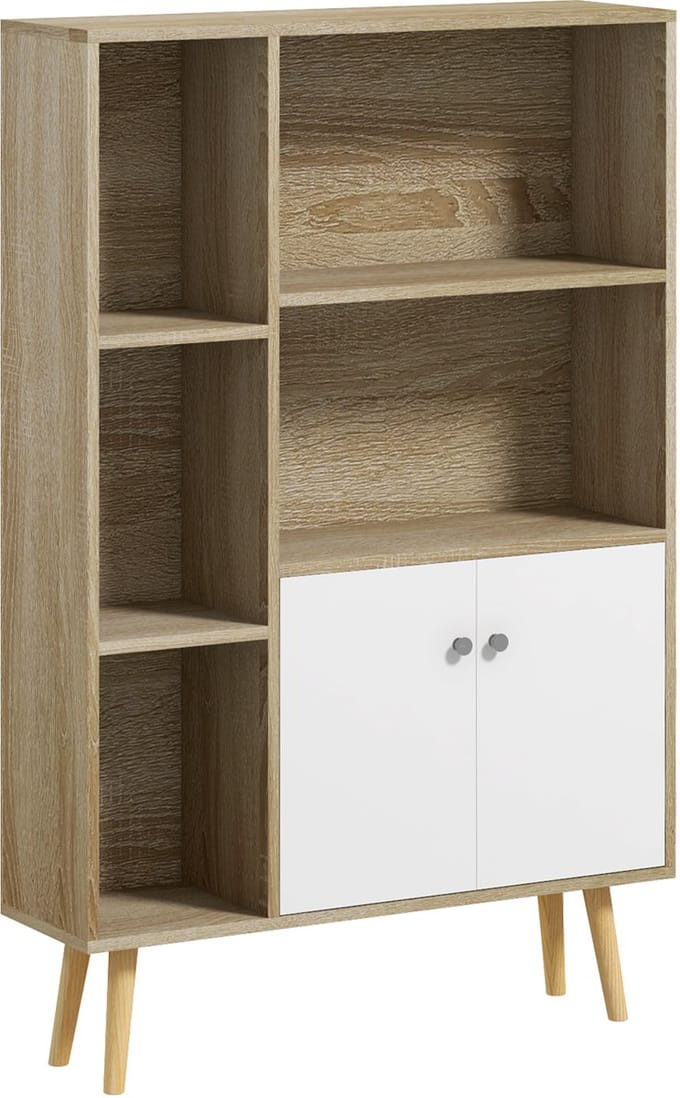 HOMCOM Boekenkast - Hout - 80x23,5x123cm - Eikenhout