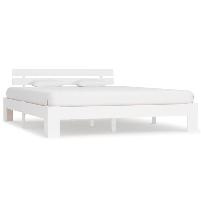 vidaXL - Bedframe - met - hoofdbord - massief - grenenhout - wit - 180x200 - cm