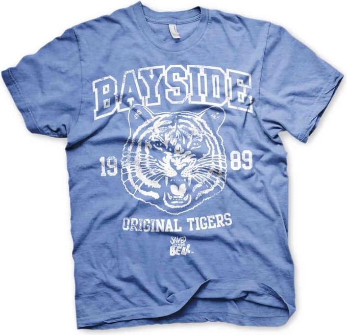 Saved By The Bell Heren Tshirt -S- Bayside 1989 Original Tigers Blauw