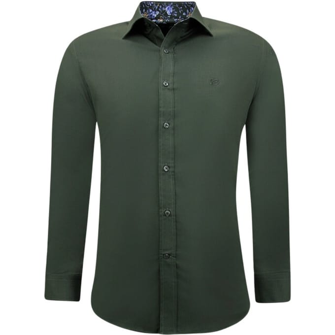 Formele Overhemden Voor Heren - Slim Fit Blouse Stretch - Groen