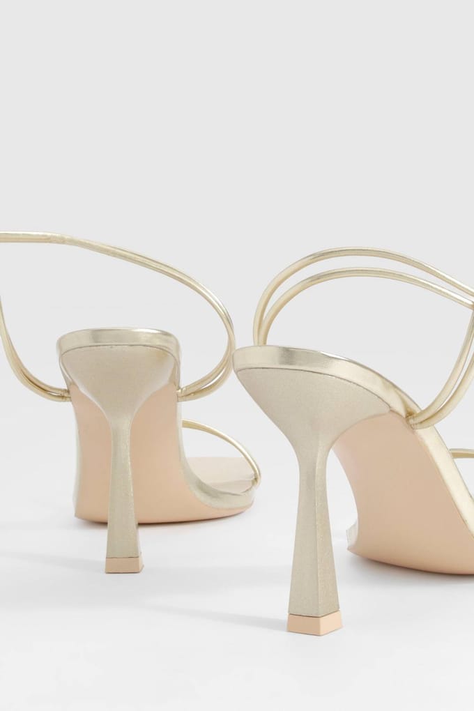 boohoo Dames Triple Strap Wrap Up Hakken | Goud | Maat: 41