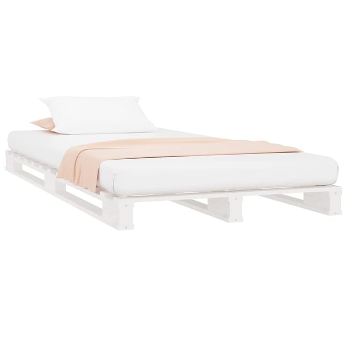 vidaXL - Palletbed - massief - grenenhout - wit - 90x190 - cm