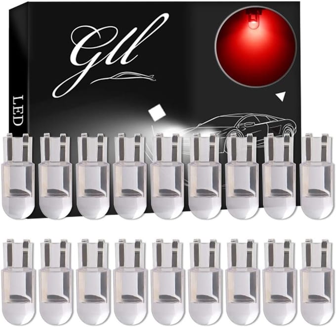 LED Lampen - W5W Wig - Auto Interieur - Lange Levensduur - 80 Lumen - Rood