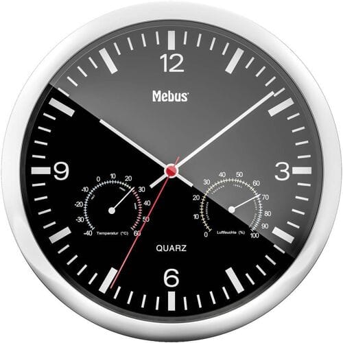 Mebus 56731 Wandklok Kwarts 25 cm x 40 mm Zilver