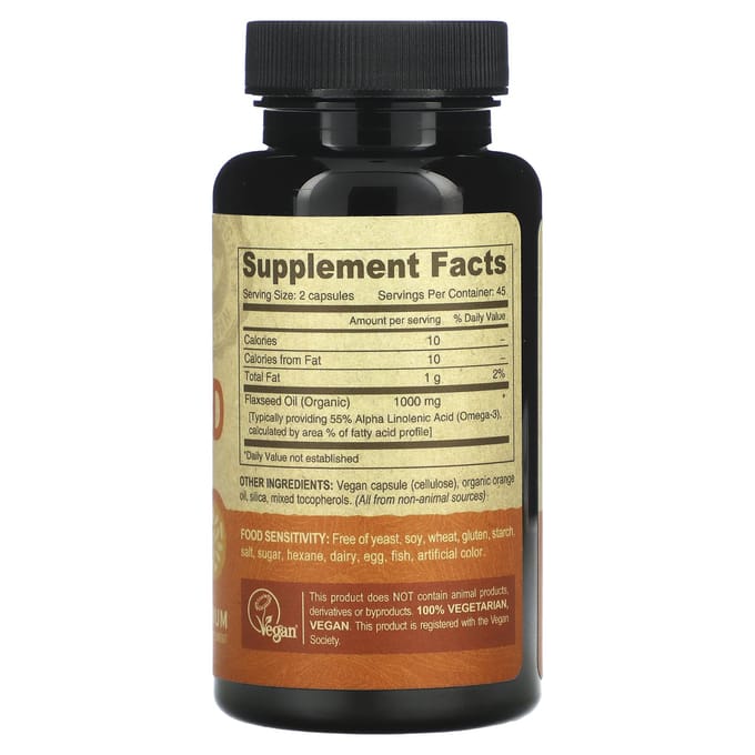 Premium Vegan Lijnzaadolie, 90 Plantaardige Capsules