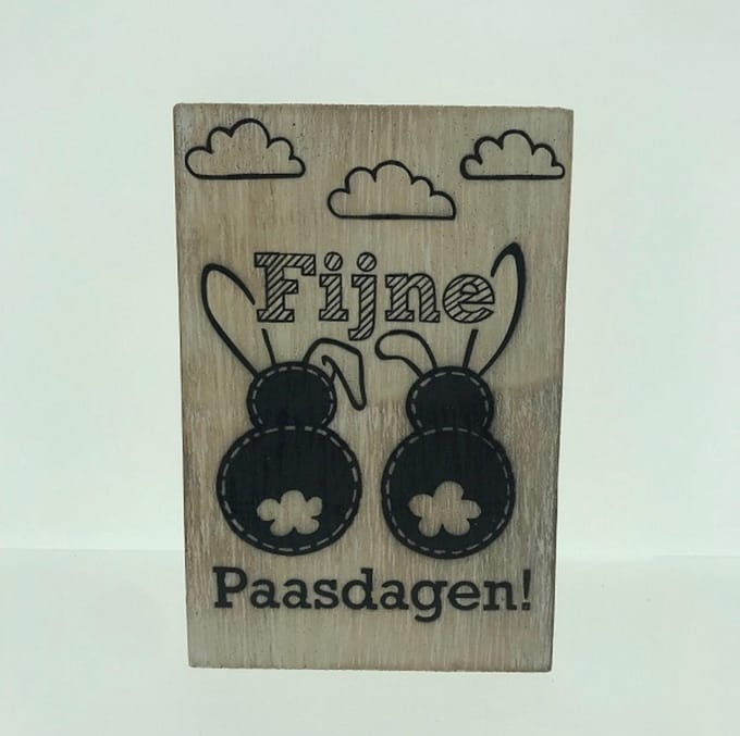 Postkaart hout Fijne Paasdagen