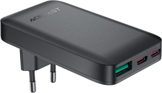 Netwerkoplader Acefast A100, 65W, 3.25A, 1 x USB-A - 2 x USB-C, Zwart
