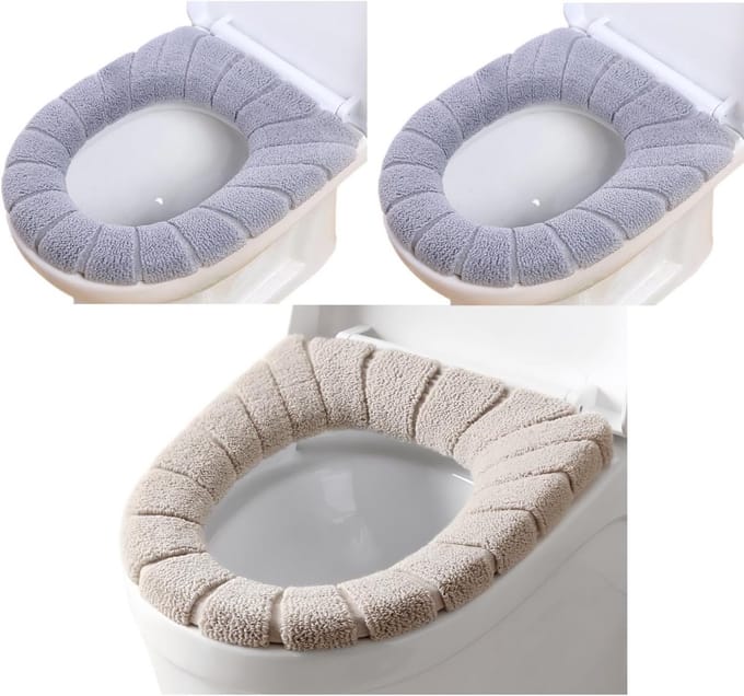 Warme & Zachte WC-Zitkussens - Wasbare Toilet Bril Hoes - 3 Stuks