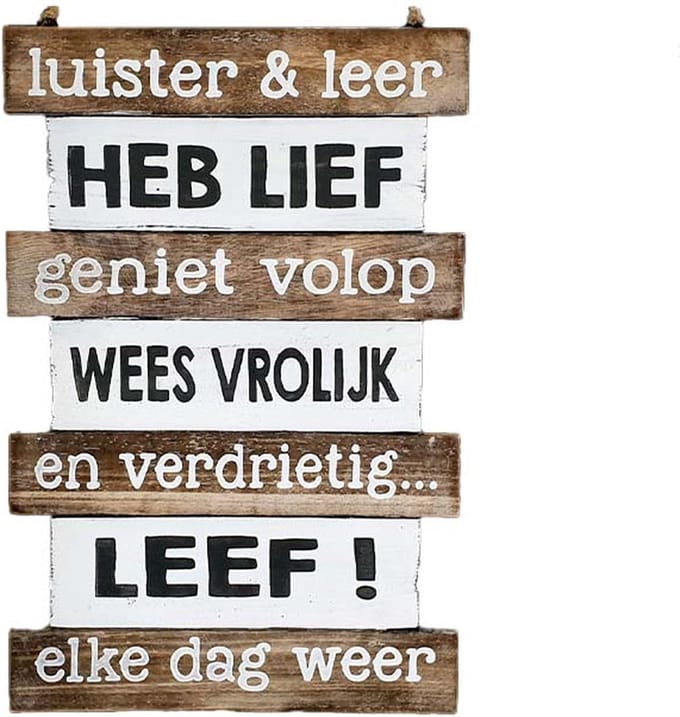 Houten tekstbord - Hangend - Luister & Leer - Kado